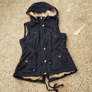Snobbish Faux Fur Lining Vest Navy Blue
